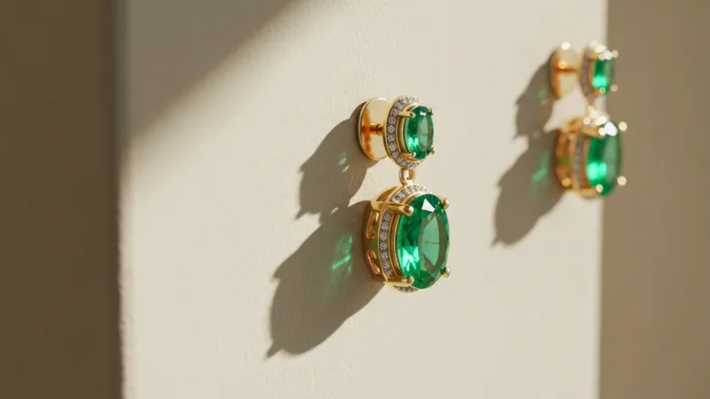 Boucles Doreilles Emeraude Luxe