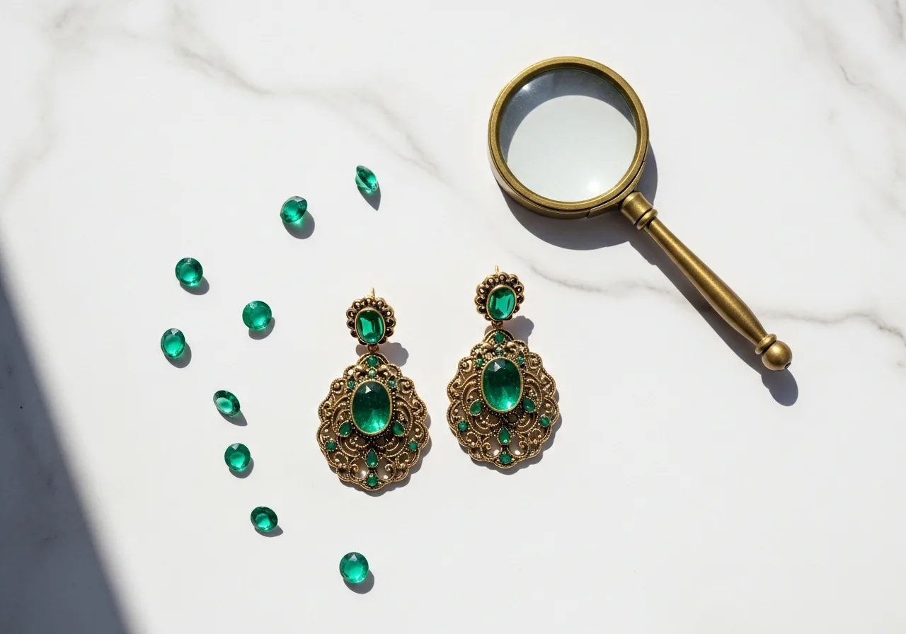 Boucles d'oreilles émeraude taille poire